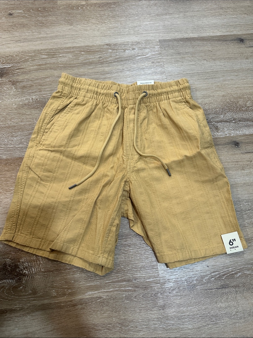 Men's Mustard Drawstring Shorts- Dobby short rapace